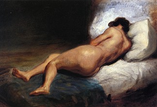 斜倚裸体的研究 Study of a Reclining Nude (1824)，欧仁·德拉克罗瓦