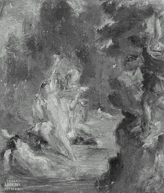 夏天：戴安娜惊讶于她的沐浴 阿克泰翁 Summer: Diana Surprised at her Bath by Actaeon (1821 – 1822)，欧仁·德拉克罗瓦