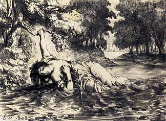 奥菲莉亚之死 The Death of Ophelia (1843)，欧仁·德拉克罗瓦