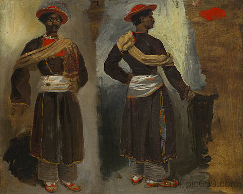 加尔各答站立的印度人的两种观点 Two Views of a Standing Indian from Calcutta (1823 - 1824)，欧仁·德拉克罗瓦