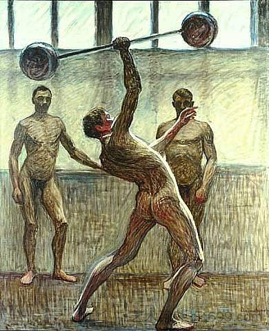 单臂举重 II Lifting Weights with One Arm II (1914)，欧仁·扬松