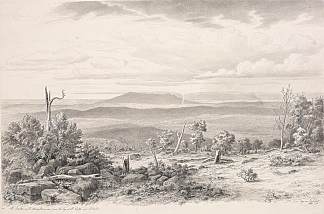 从阿德莱德附近的洛夫蒂山顶看到的巴克山和墨累平原 Mt Barker and the Murray plains seen from the top of Mt Lofty near Adelaide (1858)，约翰·约瑟夫·尤金·冯·盖拉德
