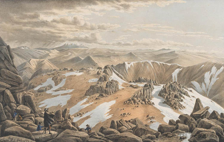 从科修斯科山顶部的东北视图 North east view from the top of Mt Kosciusko (1866),约翰·约瑟夫·尤金·冯·盖拉德