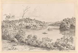 格莱内尔格河河口附近的南景 South view of the River Glenelg near its mouth (1858)，约翰·约瑟夫·尤金·冯·盖拉德