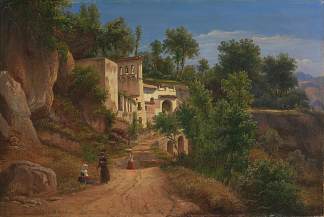 那不勒斯附近阿沃卡泰拉的圣玛丽亚冬宫 The Hermitage of St Maria of the Avvocatella near Naples (1849)，约翰·约瑟夫·尤金·冯·盖拉德