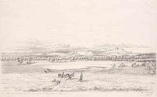 从塔斯马尼亚埃平森林的开口处看到本洛蒙德山脉 View of the Ben Lomond Range from an opening in the Epping Forest in Tasmania (1858)，约翰·约瑟夫·尤金·冯·盖拉德