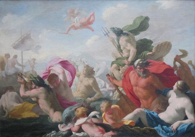 海洋之神向爱致敬 Marine Gods Paying Homage to Love (1638),厄斯塔什·勒·叙厄尔