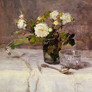 玻璃杯中的玫瑰 Roses in a Glass (c.1880 – c.1882)，伊娃冈萨雷斯