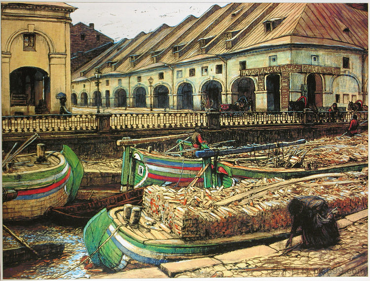 圣彼得堡的尼科尔斯基市场 Nikolsky Market in St.Petersburg (1901)，尤金兰塞雷