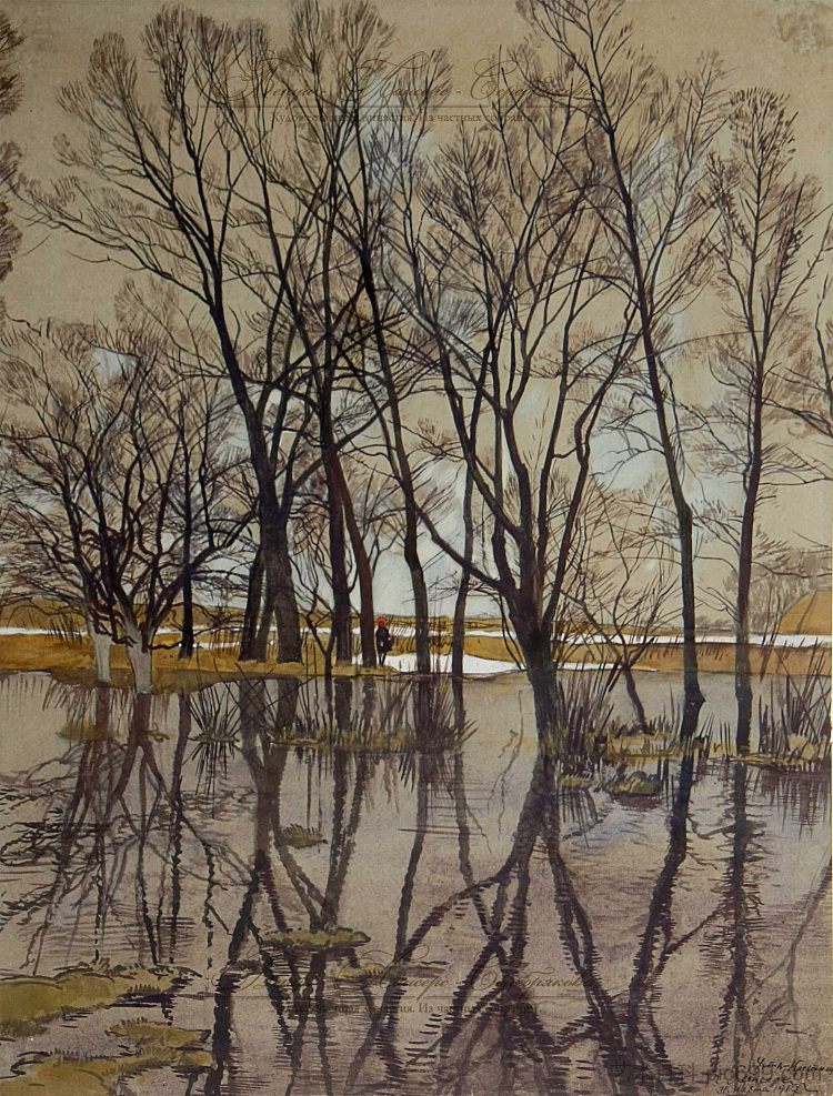 乌斯季克雷斯蒂什切。春天。洪水 Ust Krestishche. Spring. Flood (1917)，尤金兰塞雷