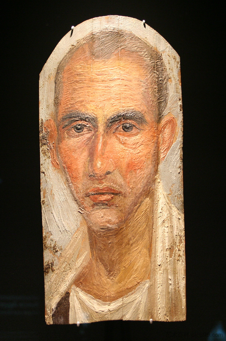 一个男人的木乃伊肖像 Mummy Portrait of a Man (c.50)，法尤姆肖像