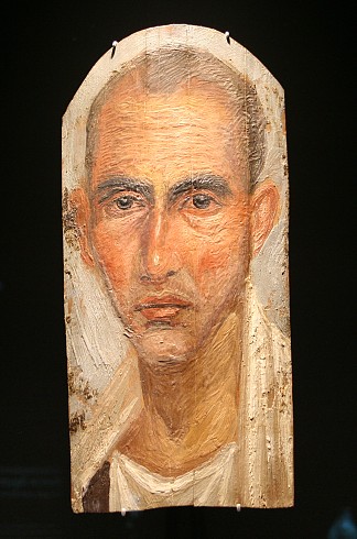 一个男人的木乃伊肖像 Mummy Portrait of a Man (c.50)，法尤姆肖像
