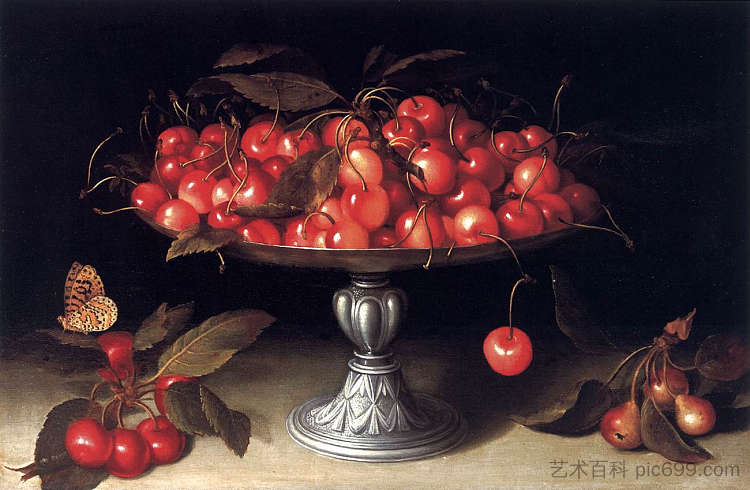 银蜜饯中的樱桃 Cherries in a Silver Compote，菲德·加里奇亚