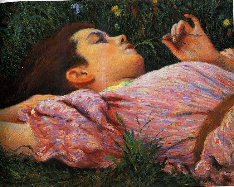 带花的女孩 Girl with flowers (1884 - 1894)，费德里科·萨多梅内加