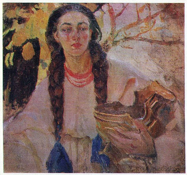 扎辫子的女孩 Girl with Braids (1912)，克雷切夫茨基