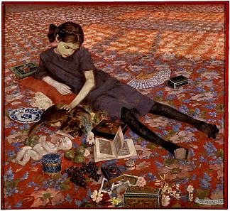红地毯上的女孩 Girl on a red carpet (1912)，费利切·卡索拉蒂