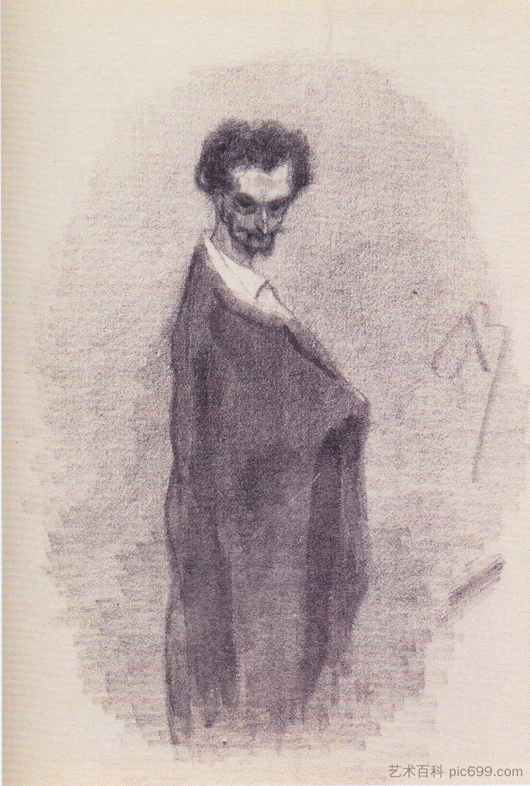 撒旦自画像 Satanic Self-Portrait (c.1860)，费利西安·普斯