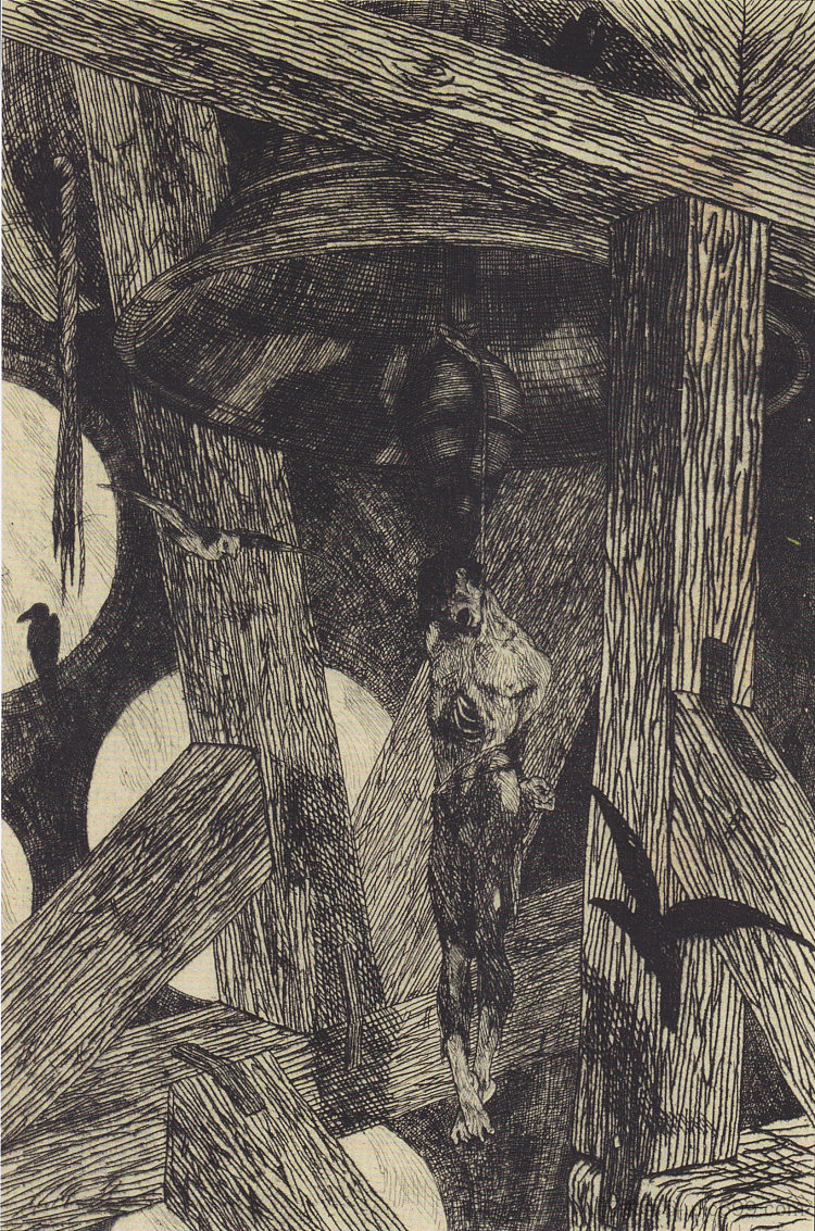 The Hanged Man at the Bell 插图 The Legend of Thyl Ulenspiegel and Lamme Goedzak by Charles de Coster The Hanged Man at the Bell Illustration for The Legend of Thyl Ulenspiegel and Lamme Goedzak by Charles de Coster (1867),费利西安·普斯