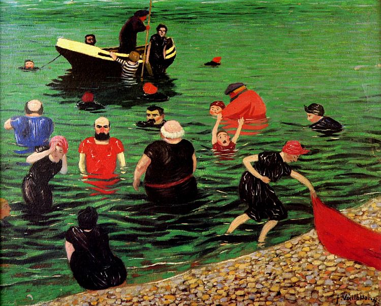在埃特雷塔洗澡 Bathing in Etretat (1899)，费利克斯·瓦洛顿
