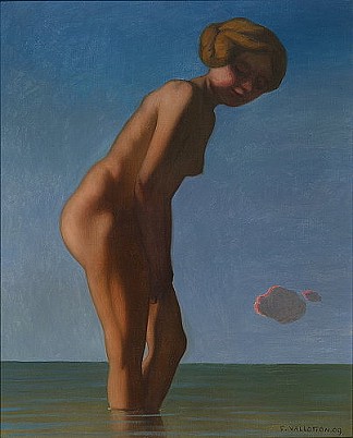 巴瑟看向右边 Bather looked to the right (1909)，费利克斯·瓦洛顿