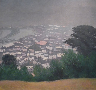 薄雾中的翁弗勒尔 Honfleur in the mist (1911)，费利克斯·瓦洛顿