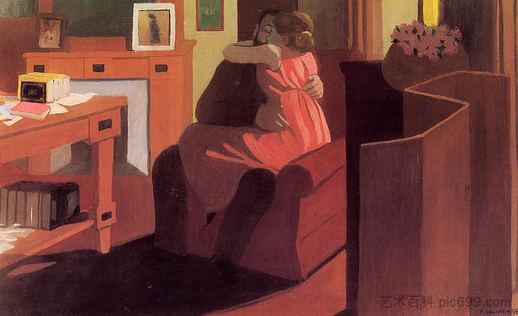 室内亲密情侣 Intimate Couple in Interior (1898)，费利克斯·瓦洛顿