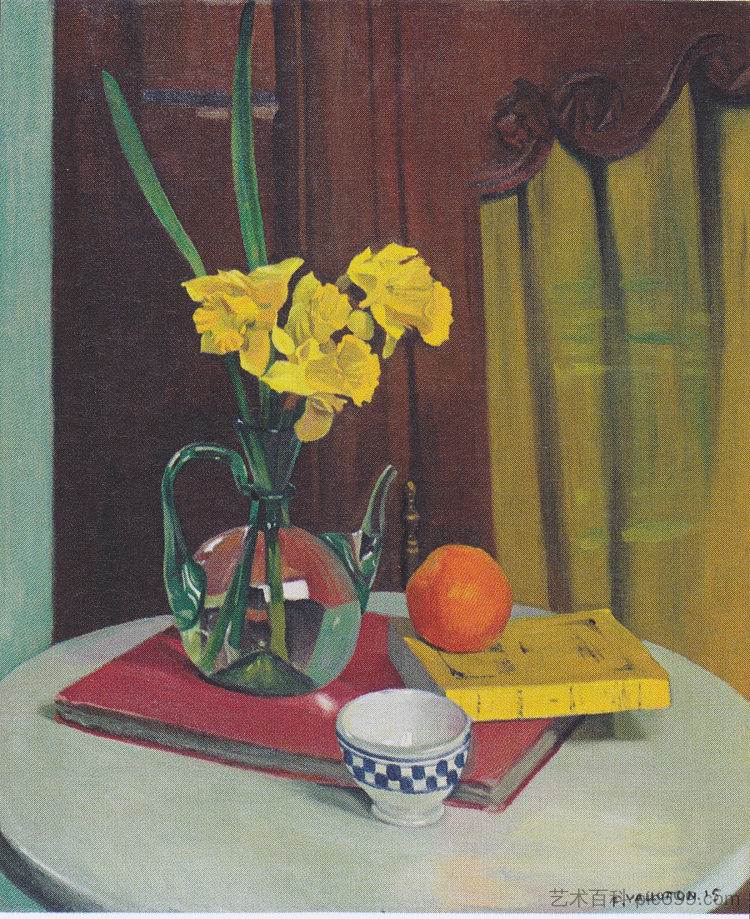 黄色水仙花壶 Jug with yellow daffodils (1915)，费利克斯·瓦洛顿