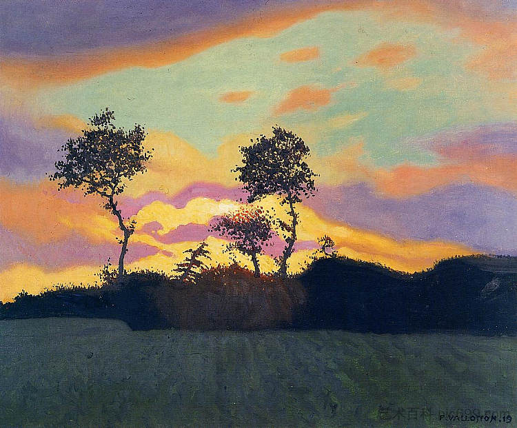 日落时的风景 Landscape at Sunset (1919)，费利克斯·瓦洛顿