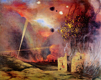 废墟和火灾的景观 Landscape off ruins and fires (1914)，费利克斯·瓦洛顿