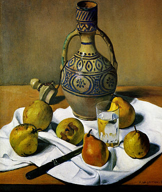 摩洛哥水壶和梨 Moroccan jug and pears (1924)，费利克斯·瓦洛顿