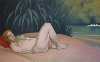 裸体女人睡在水边 Naked woman sleeping at the edge of the water (1921)，费利克斯·瓦洛顿