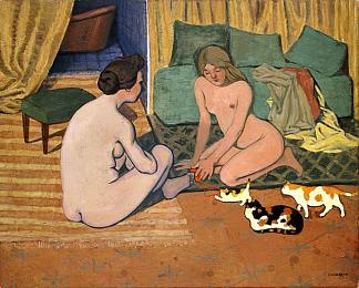 裸体女人与猫 Naked Women with Cats (c.1897 – 1898)，费利克斯·瓦洛顿