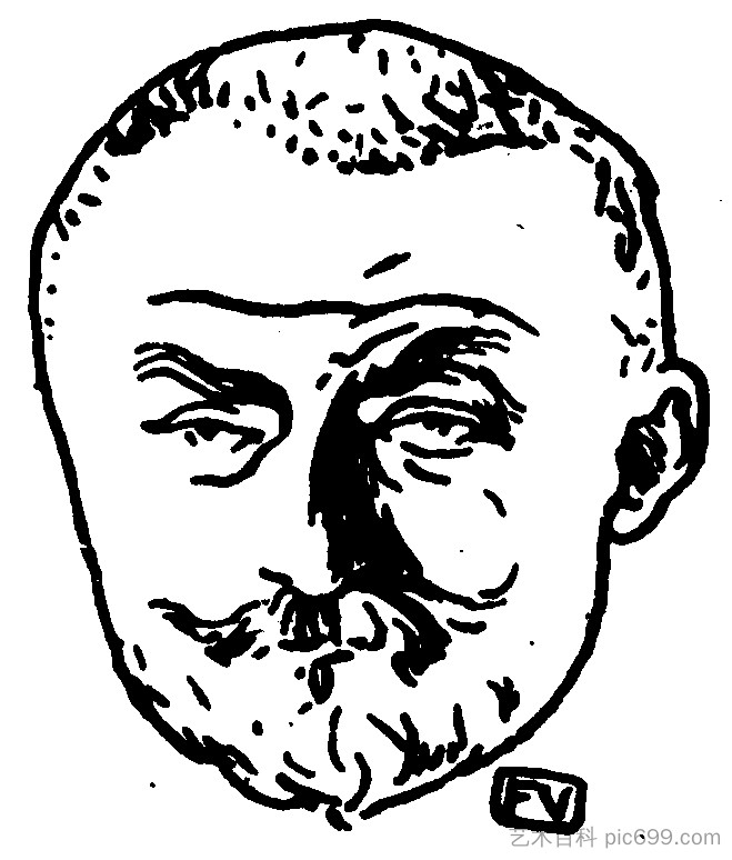 法国作家约里斯·卡尔·休斯曼斯的肖像 Portrait of French writer Joris Karl Huysmans (1898)，费利克斯·瓦洛顿