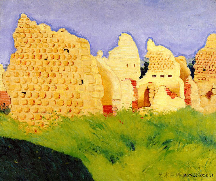 苏阿因遗址，日落 Ruins at Souain, Sunset (1917)，费利克斯·瓦洛顿