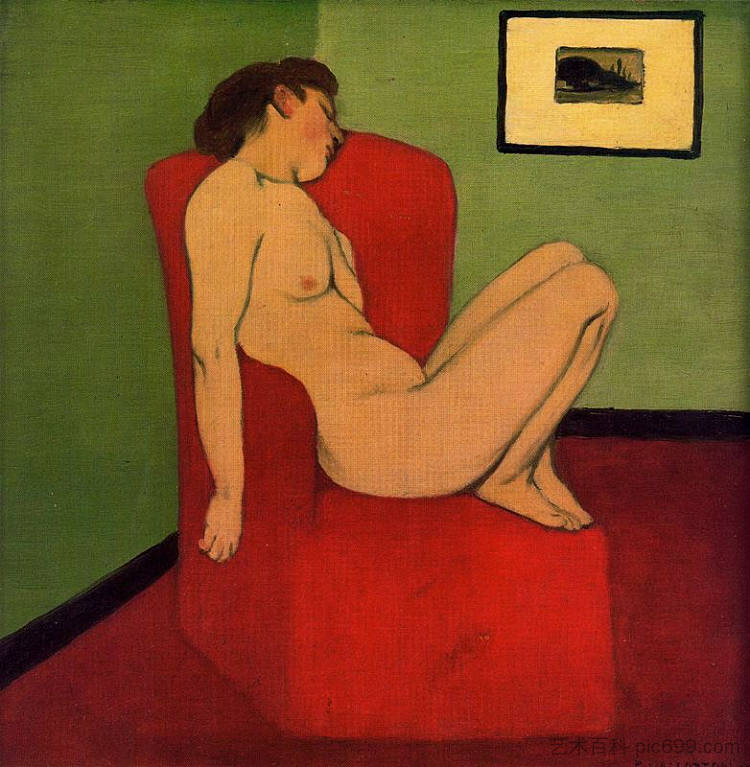 坐着的女性裸体 Seated Female Nude (1897)，费利克斯·瓦洛顿