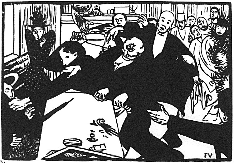 现场或咖啡馆的斗殴 The brawl at the scene or cafe (1892)，费利克斯·瓦洛顿