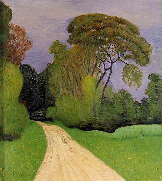 翁弗勒尔的蟠龙别墅入口（也称为暴风雨之前） The Entrance to the Villa Beaulieu in Honfleur (also known as Before the Storm) (1916)，费利克斯·瓦洛顿