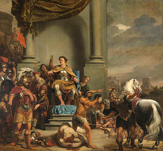 执政官提图斯·曼利乌斯·托夸图斯下令斩首他的儿子 Consul Titus Manlius Torquatus Orders the Beheading of His Son (1664)，费迪南德·波尔