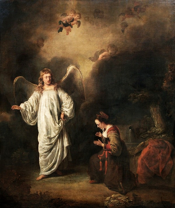 夏甲在沙漠中遇见天使 Hagar Meeting the Angel in the Desert (1650)，费迪南德·波尔