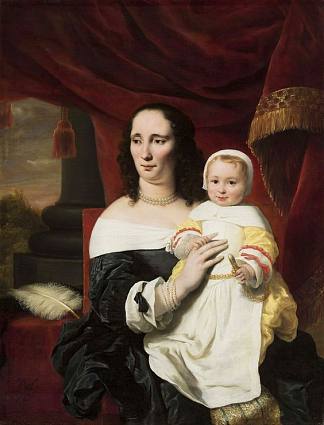 约翰娜·德吉尔与女儿的肖像 Portrait of Johana De Geer-trip with Daughter (1661)，费迪南德·波尔