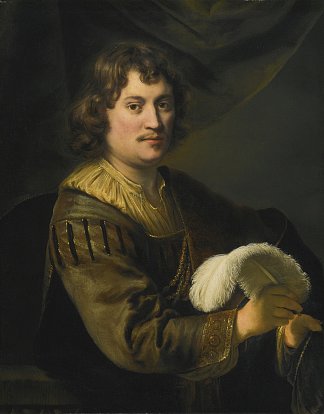 一个男人的肖像，拿着一根狡猾的羽毛 Portrait of a Man, Holding a Wite Plume (1648)，费迪南德·波尔