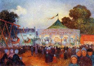 展会上夜间旋转木马 Carousel at Night at the Fair (1898)，费迪南德·杜·普伊戈多