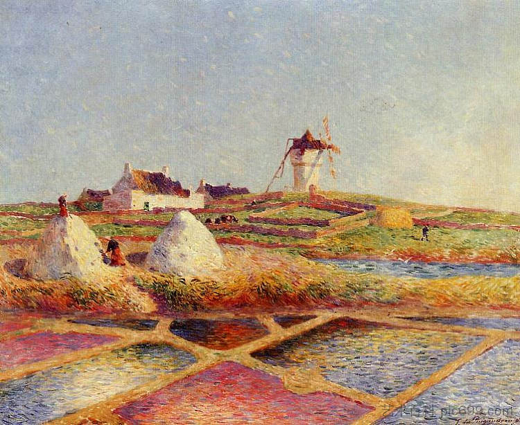 盐池附近的磨坊景观 Landscape with Mill near the Salt Ponds (1902)，费迪南德·杜·普伊戈多