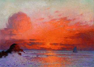 日落时的帆船 Sailboats at Sunset，费迪南德·杜·普伊戈多