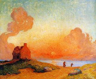 海边日落，布列塔尼 Sunset by the Sea, Brittany (c.1930)，费迪南德·杜·普伊戈多