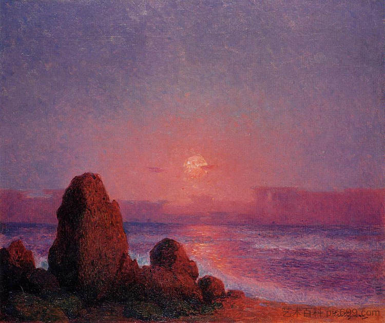 布列塔尼海岸的日落 Sunset of the Breton Coast，费迪南德·杜·普伊戈多