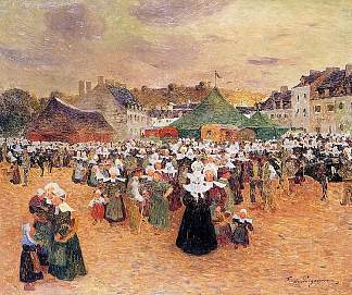 蓬阿文博览会 The Fair at Pont-aven (c.1898)，费迪南德·杜·普伊戈多