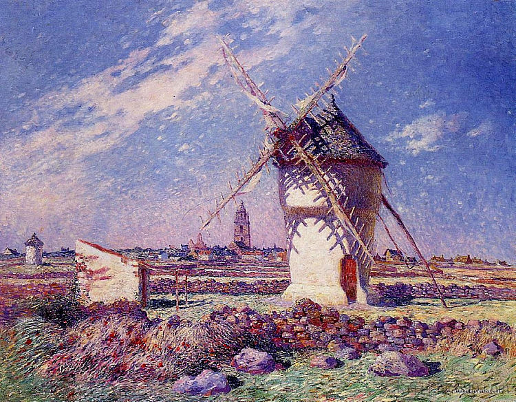 巴茨镇附近的风车 Windmills near the Town of Batz,费迪南德·杜·普伊戈多