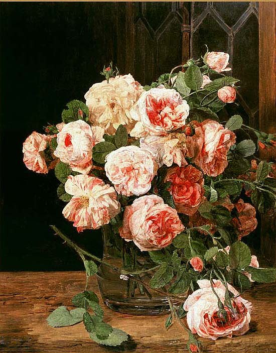 窗前的一束玫瑰 Bouquet of roses at the window (1832)，费尔迪南德·乔治·瓦尔特米勒