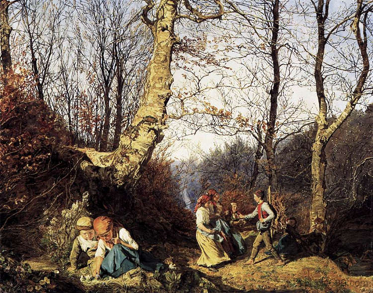 维也纳森林的早春 Early Spring in the Wienerwald (1864)，费尔迪南德·乔治·瓦尔特米勒